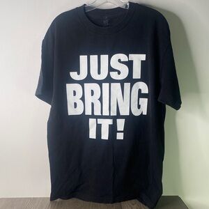 WWE Black and White Short Sleeve Tee Men’s Size Large - Screen Print Tag